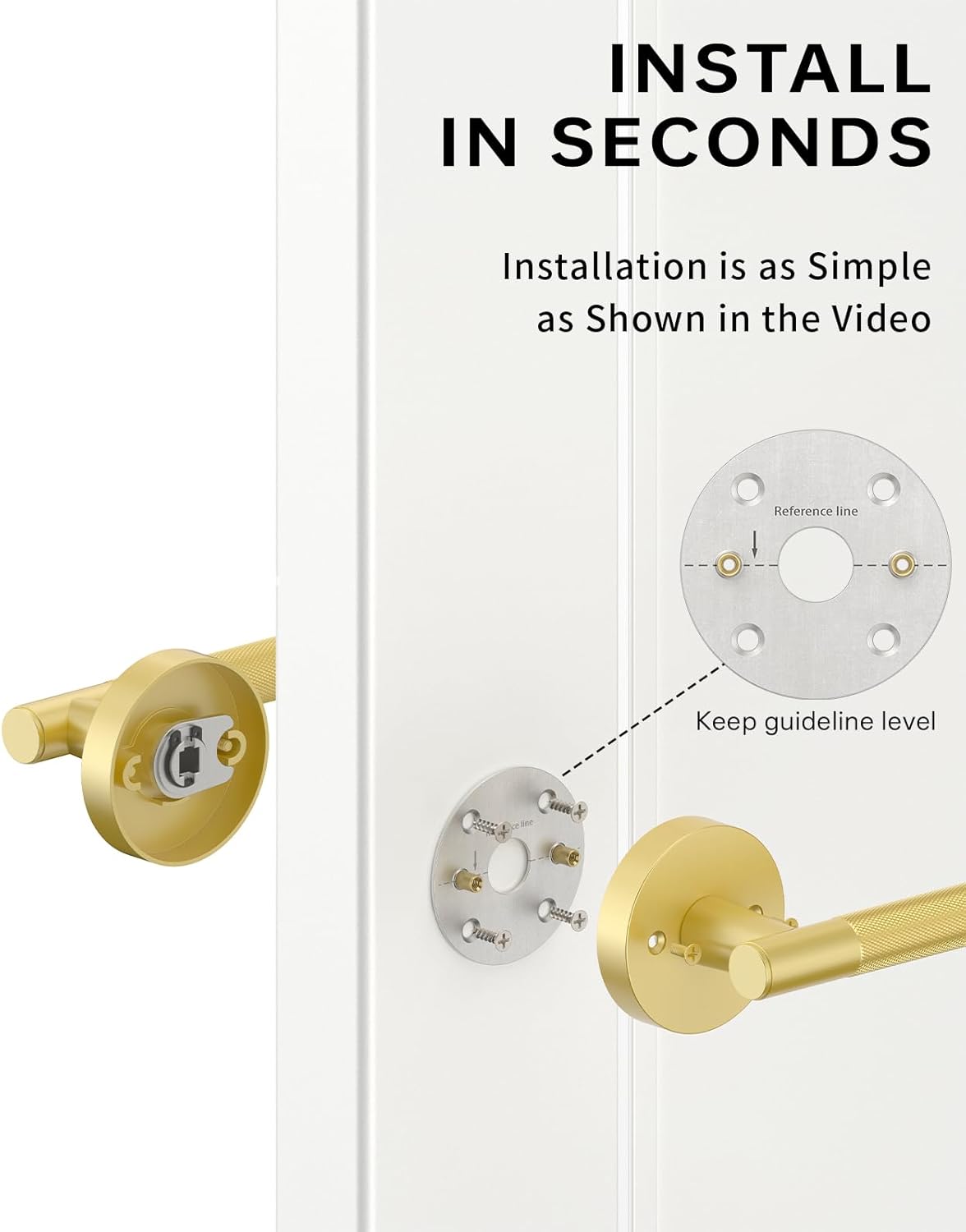 Asidrama 8 Pack Brushed Gold Dummy Door Handles, Non-Turning Decorative Door Lever with Door Knobs for Closet, French Double Doors, Pantry & Interior Push/Pull Use 07