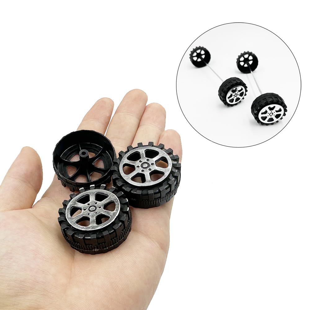 30PCS Toy Car Wheels 35mm Model Toy Plastic Wheel for RC Car Truck Robot DIY Model Toy Building Parts (2x35mm Shape3)