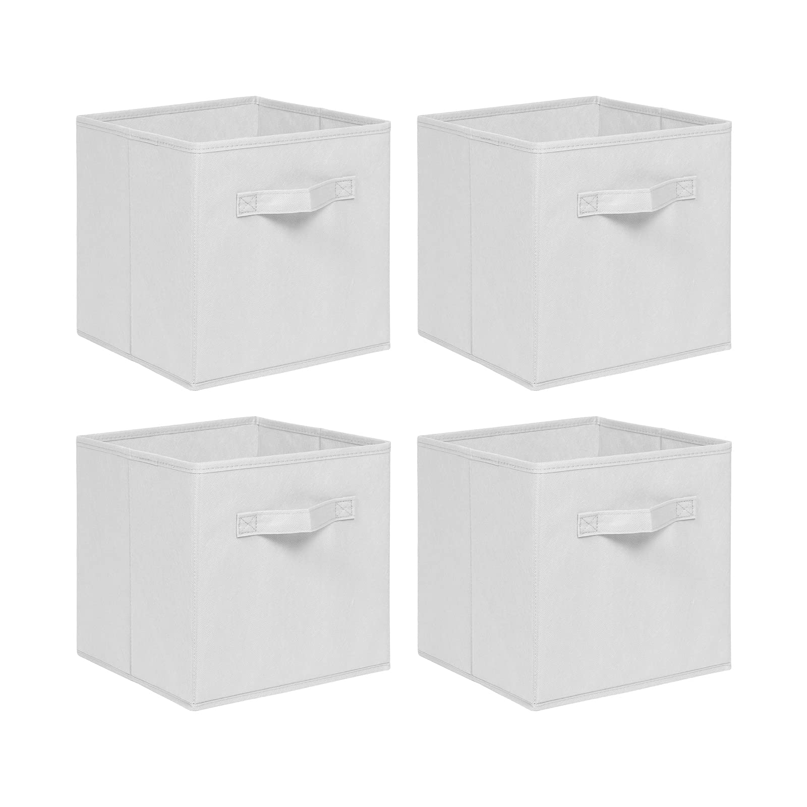NICEME Foldable Cube Storage Unit Boxes, Non-Woven Fabric Storage Boxes Set, Clothes Drawers for Shelves, 26.5x26.5x28 cm (Off White, Set of 4)