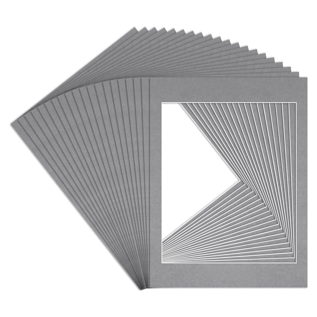 Procut Global 16x12" Mid Grey Picture Mounts to Fit 12x10" Aperture - Precision Cut Cardboard Photo Mount - Ideal for Frames, Prints, Artwork & Certificates - Sizes & Colours Available - 20 Pack โ image 1