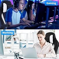 Vista 7 de Silla de oficina de piel sintética, silla de juegos de escritorio, respaldo alto, altura ajustable, silla de computadora con soporte lumbar trasero