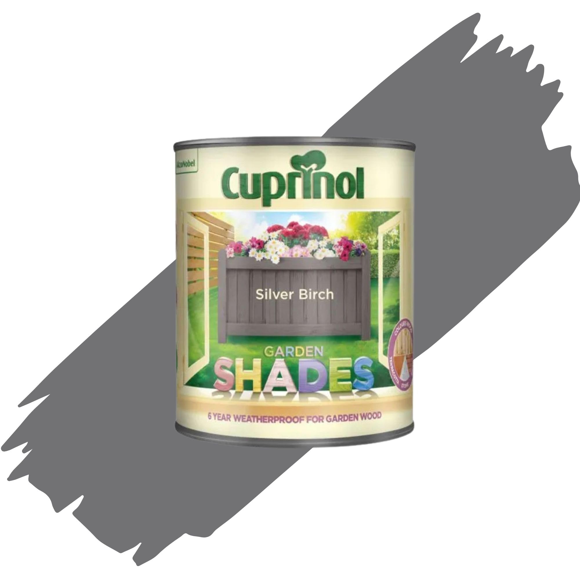 AOC24 2.5L Garden Shades Fence Paint, Outdoor Wood Paint For Garden Sheds, Furniture, Fences, Exterior Wood, Water Based Paints For Outdoor Surfaces, Brick, Pots (Silver Birch)
