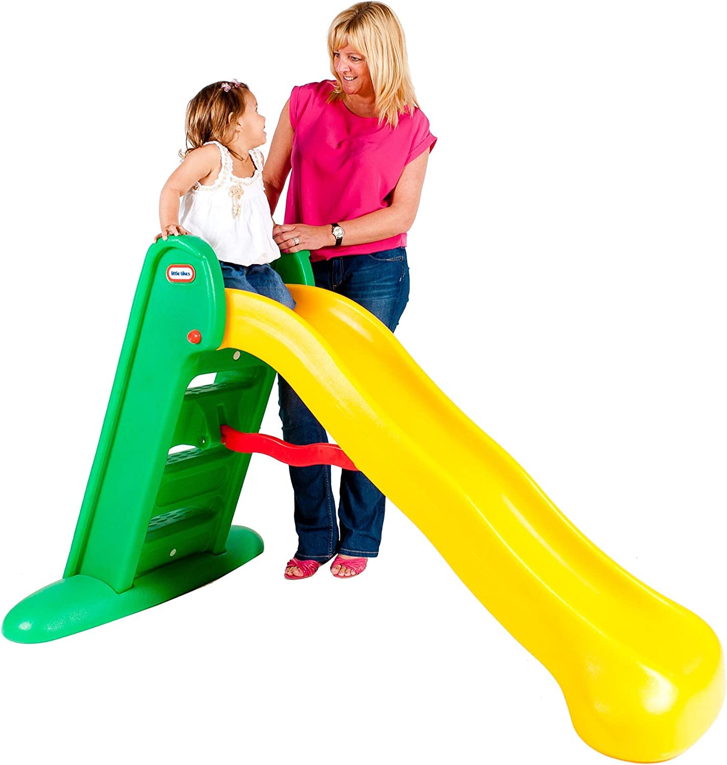 Little Tikes - Easy Store Scivolo grande Gioco per Interni o Esterni, Resistente, Stabile, Sicuro per i Bambini, Facile da Ripiegare, Riporre e Trasportare, Arancione/Verde