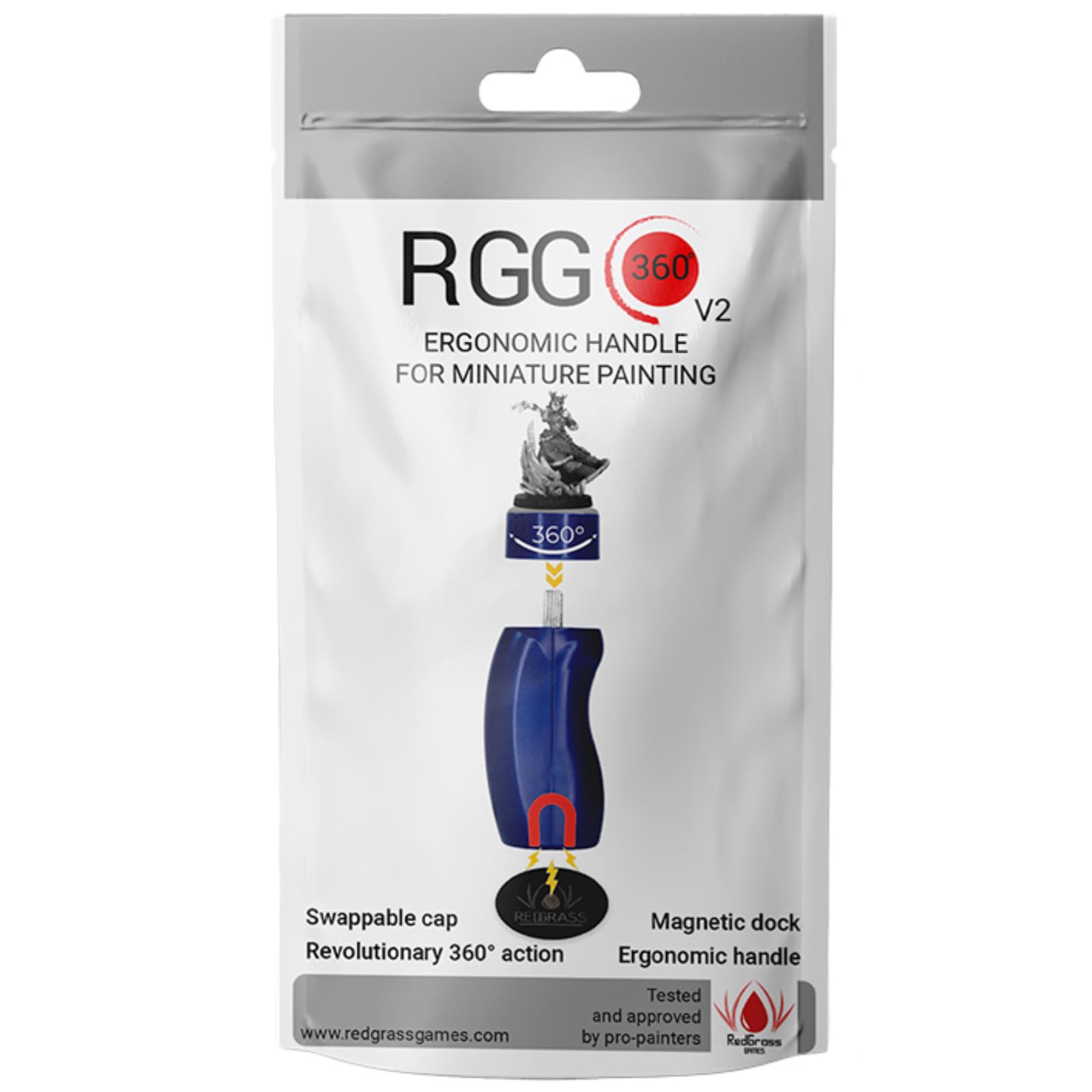 Redgrassgames RGG 360 V2 - Manico per pittura in miniatura, colore: blu magnetico