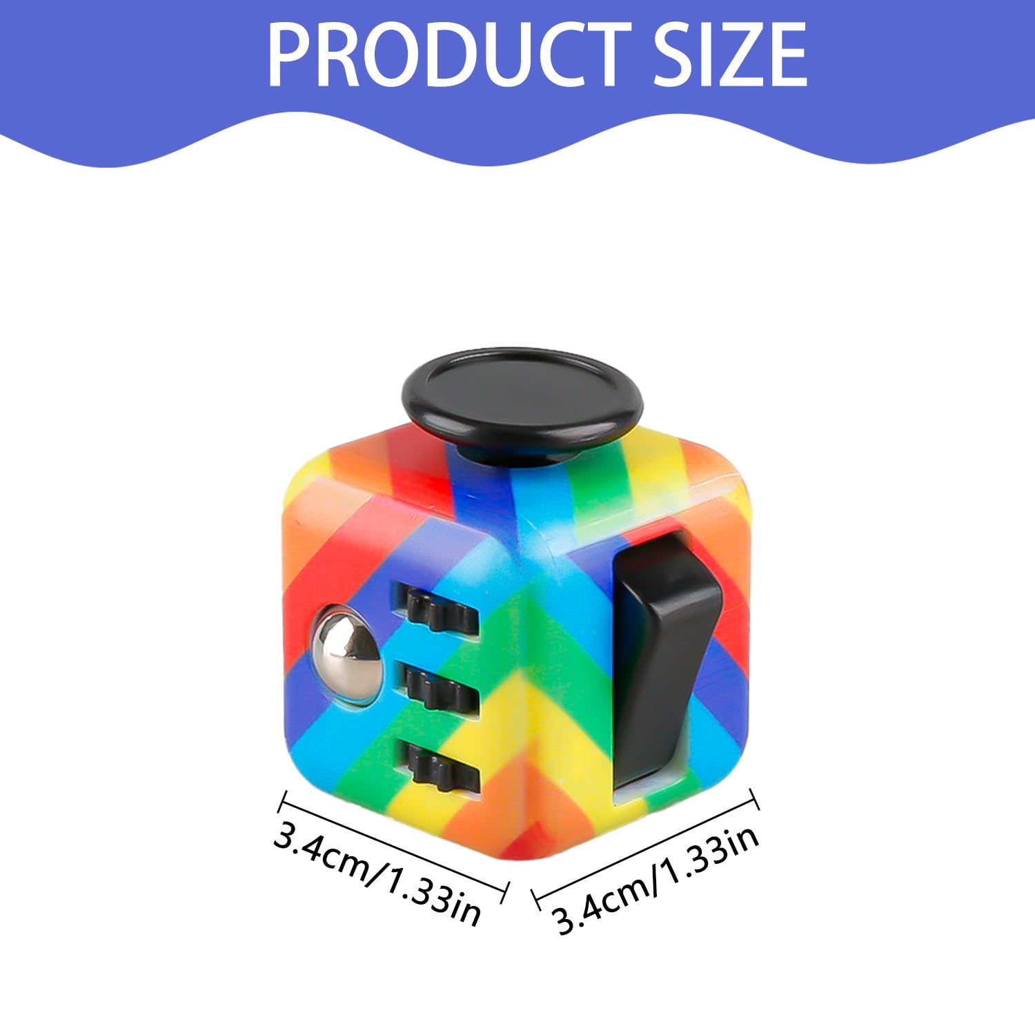 Hopzab Fidget Cube for Stress Relief Anti-Anxiety Multi-Functional Toy with 6 Sides, Click Ball - Image 2