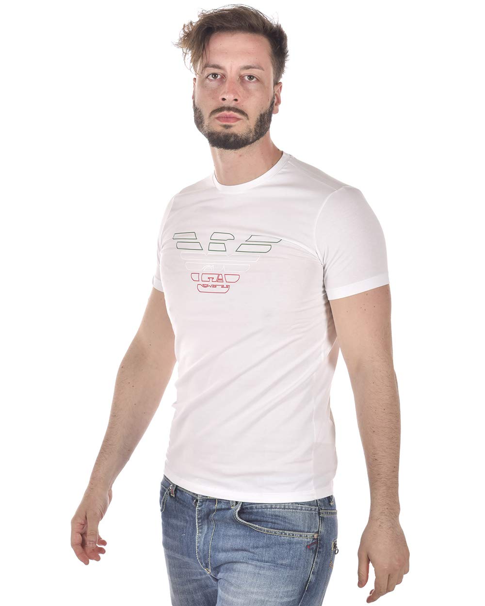 Emporio Armani T-Shirt Logo, Męskie T90, Biały, M