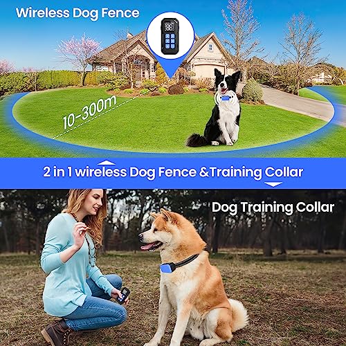 MASBRILL Wireless Dog Fence 2 In 1 Electric Wireless