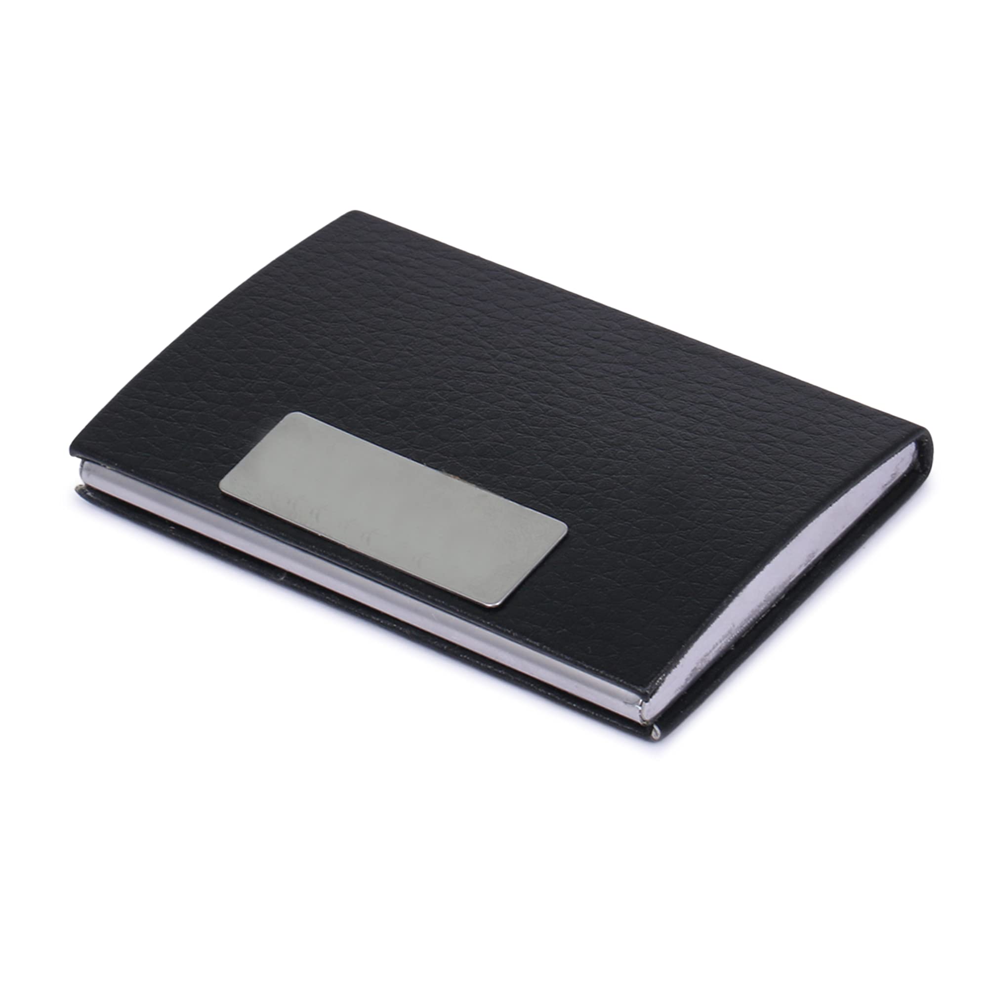 Black Genuine Leather & Stainless Steel Credit Card Holder Business Card Holder ATM Wallet Card Holder with Magnetic Closure for Men & Women-image-36