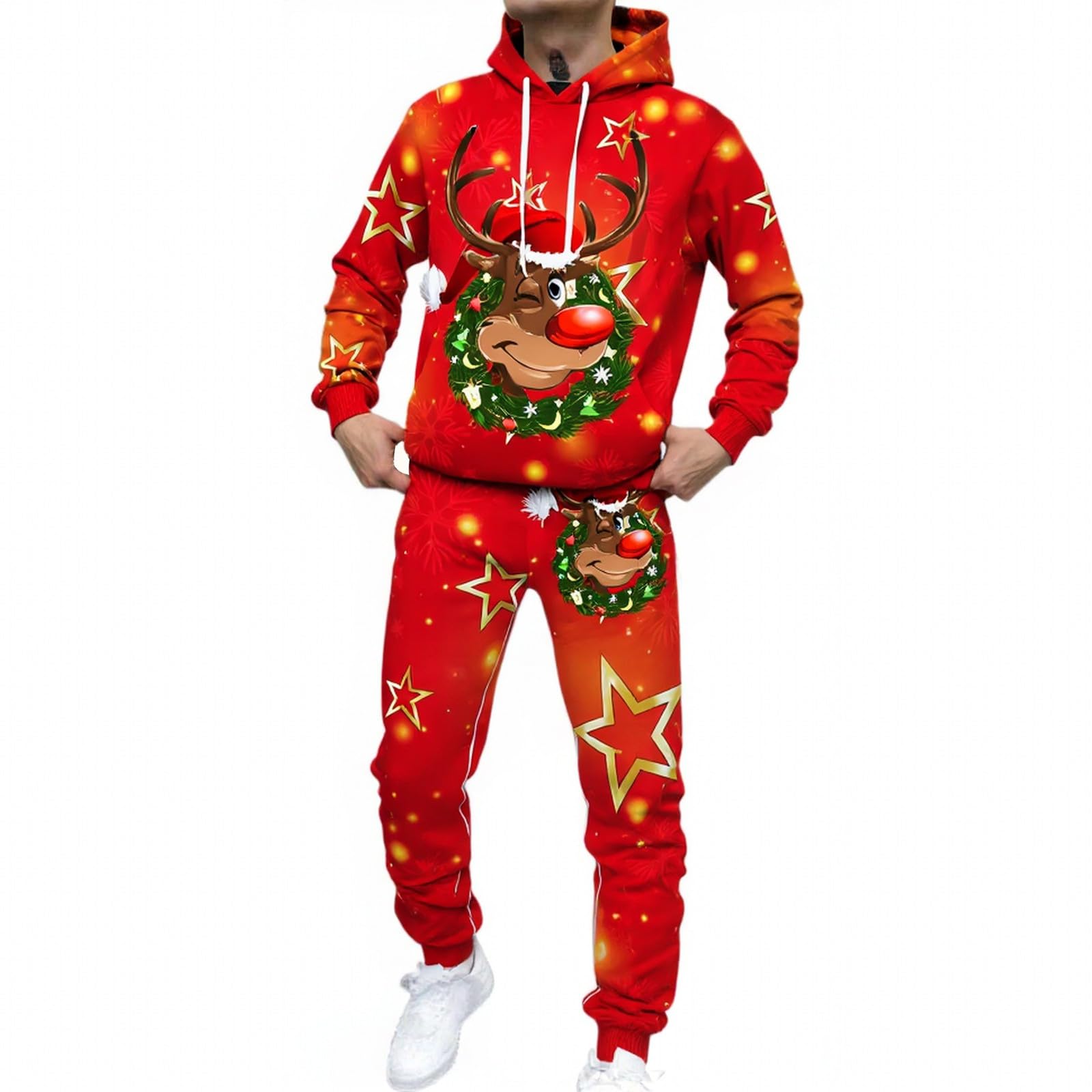 De Kerstman En Het Rendier Van Kerstmis Grappig Beeldverhaalkarakter