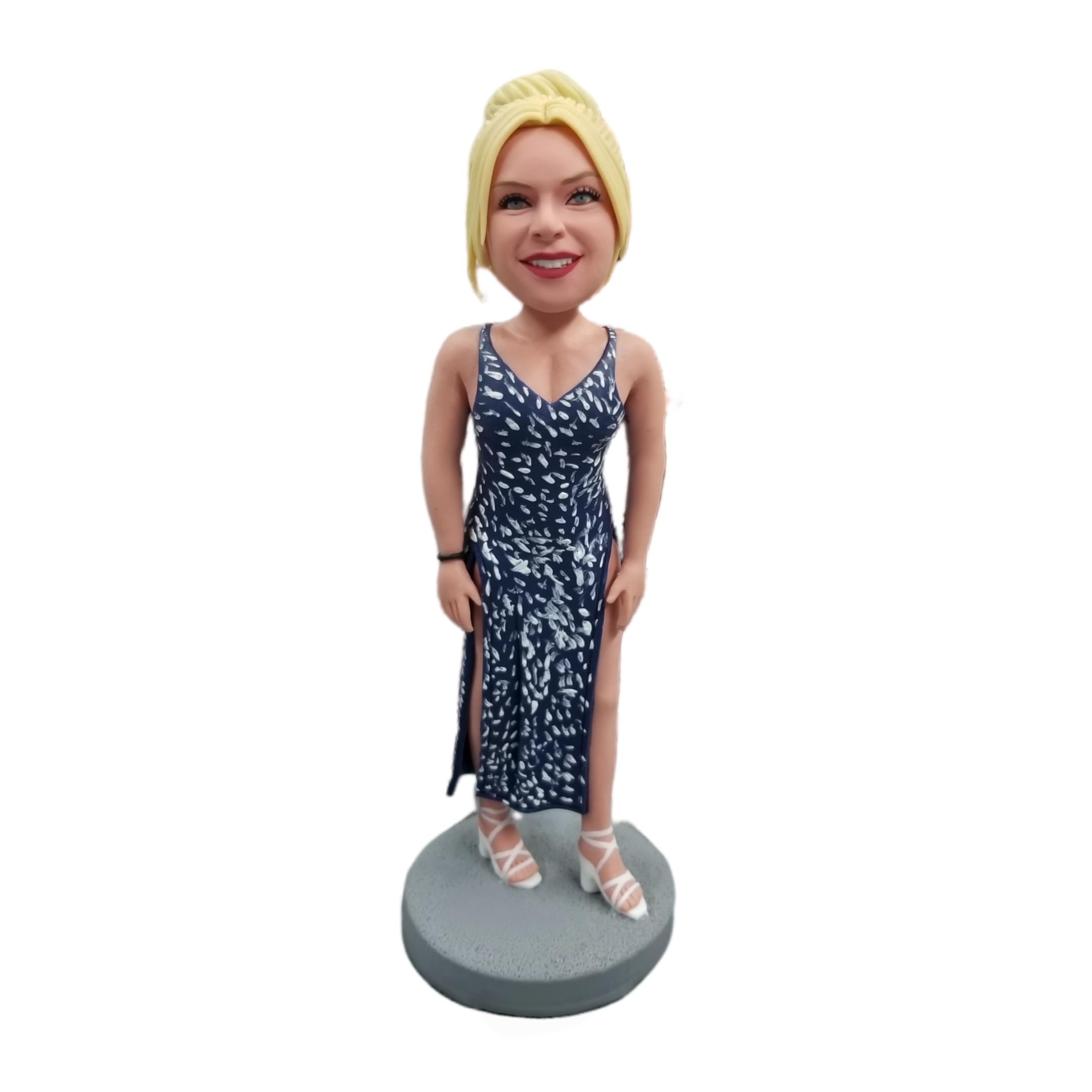 Bobblehead, statuetta 3D personalizzata da foto, Bobbleheads elegante donna in abito da sera formale personalizzata fatta a mano statua regalo per festa di anniversario ricordo casa