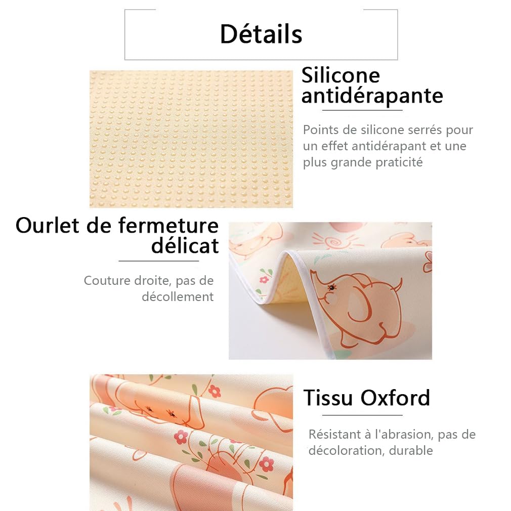 Tapis Anti-éclaboussures pour Bébé Sous Une Chaise Haute/Arts/Artisanat,Tapis de Sol Imperméable,Silicone Antidérapant,Tapis de Pique-Nique Lavables,51" Grande