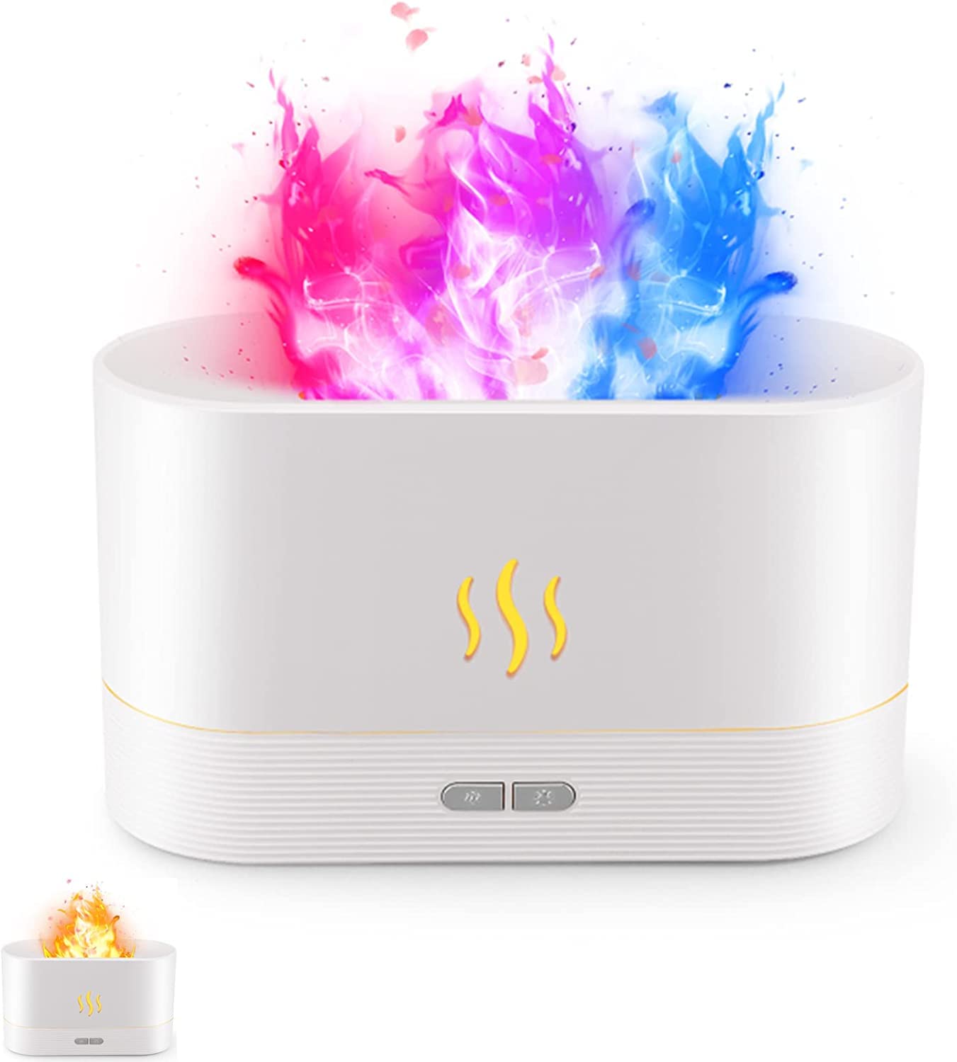 Magic Carpet Deals Colorful Flame Aromatherapy Diffuser Humidifier, Upgraded 7 Flame Colors Noiseless Essential Oil Diffuser for Home,Office,Yoga with Auto-Off Protection 180ml