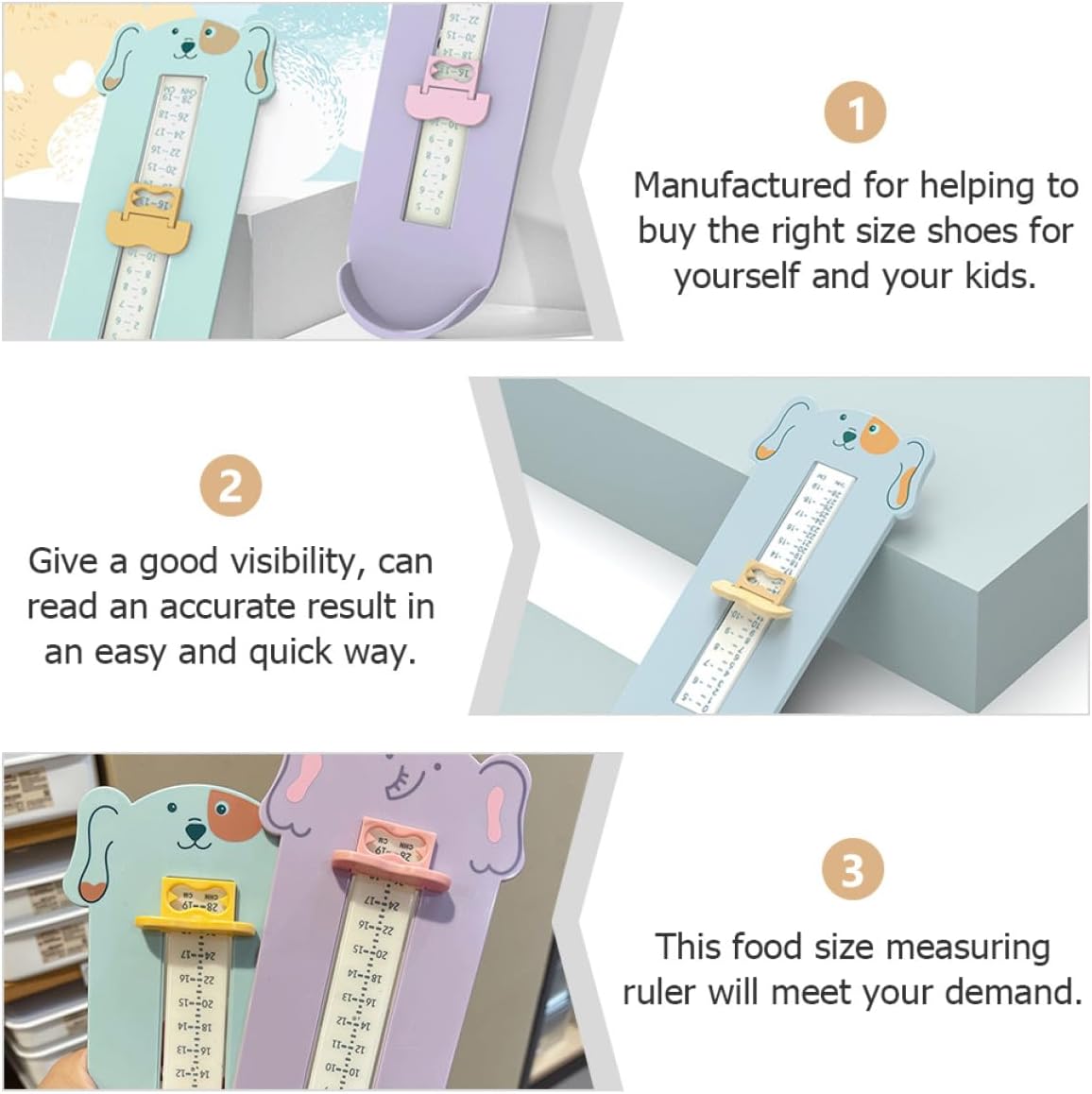 Foot Measurement Device Ruler Shoes Size Measurer with Cute Foot Measuring Tool for Accurate Shoe Size Chart