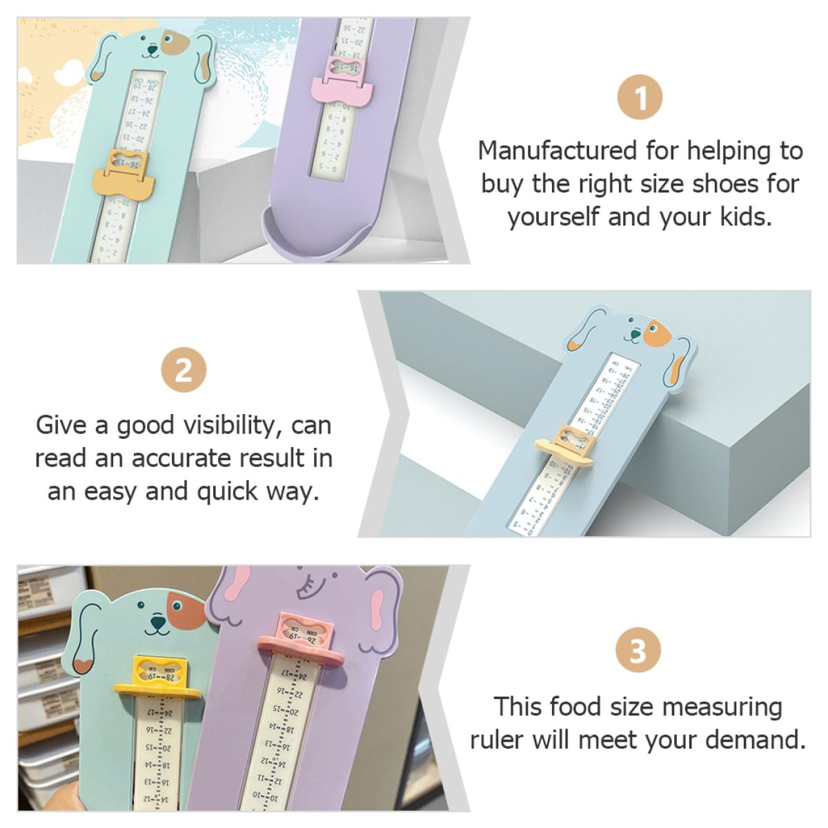 Holibanna Foot Gauge Ruler for Shoe Size Measurement with Cute Animal Design Lightweight Plastic Foot Measuring Device for Infants and Accurate Shoe Size Chart Tool