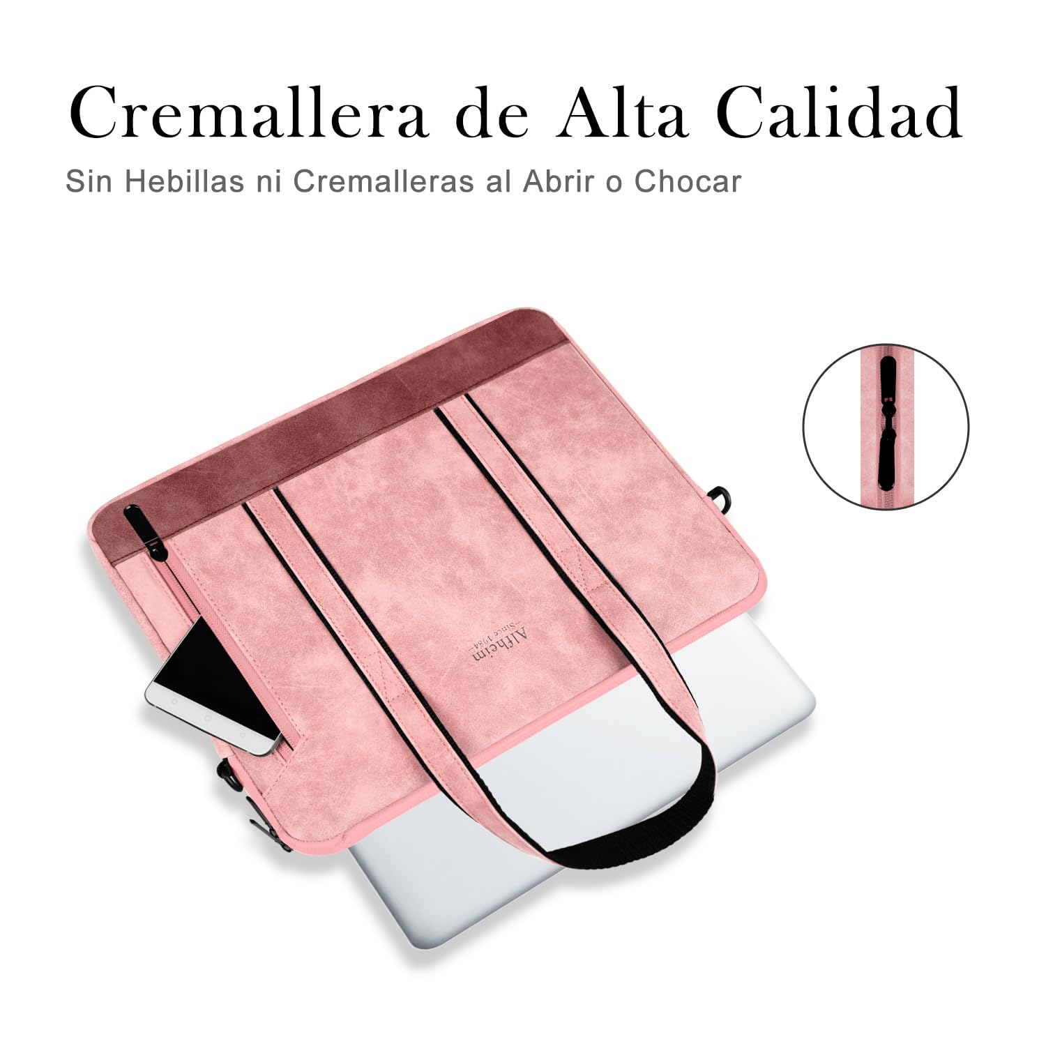 Alfheim 15-15,6 pulgadas Paquete de Maletín de Cuero, Resistente al Agua para Computadora Portátil con Cinturón de Hombro para Viajes/Negocios, Compatible con 16'' MacBook Pro M4 M3 M2 M1