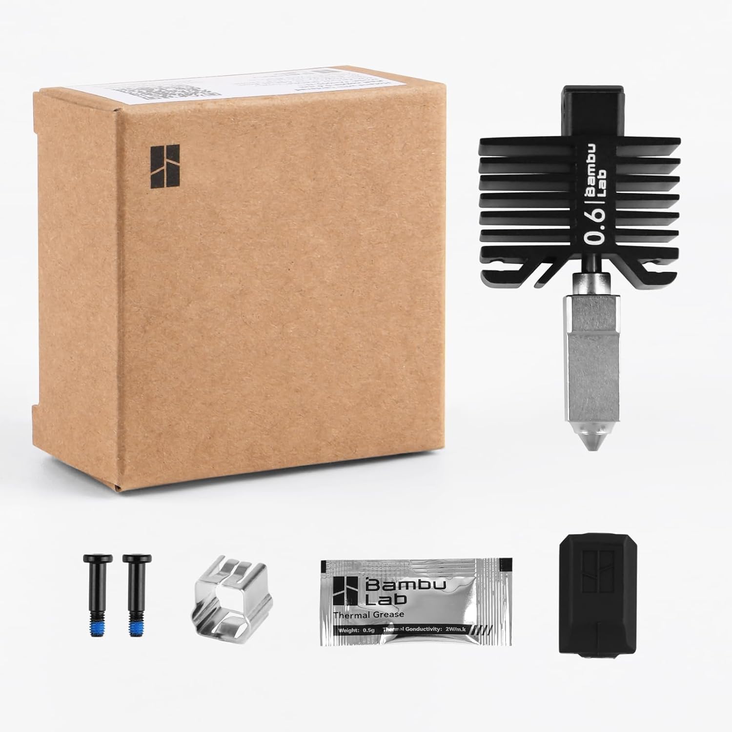 Bamboo Original 0.6mm Hardened Steel Nozzle Assembly Hotend Kit for Bambu LAB X1 Series and P1 Series, Compatible with P1S P1P X1C X1 Carbon 3D Printer