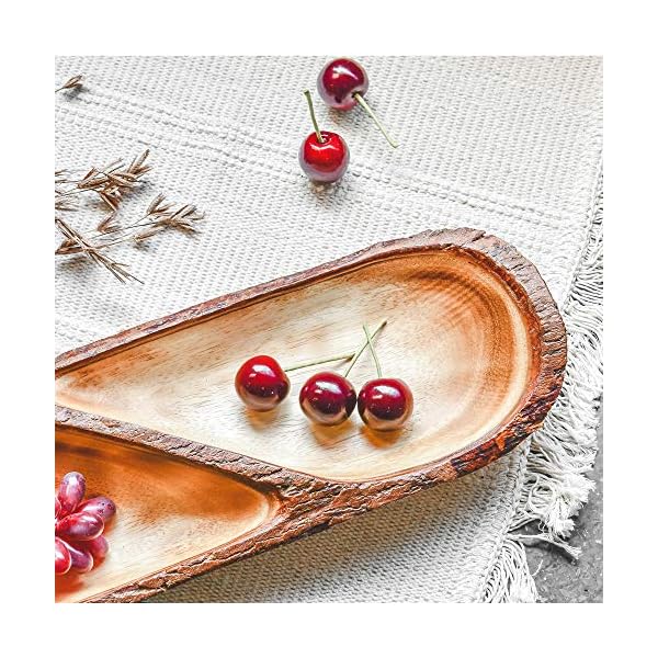Aeravida two section mango tree wood with natural bark rimmed serving tray fruit bowl wooden fruit bowl for kitchen counter wooden bowls for snacks decor handmade wooden bowl  urban country home decor