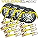 VULCAN Car Tie Down with Chain Anchors - Flat Bed Side Rail - 4 Pack - Classic Yellow - 3,300 Pound Safe Working Load