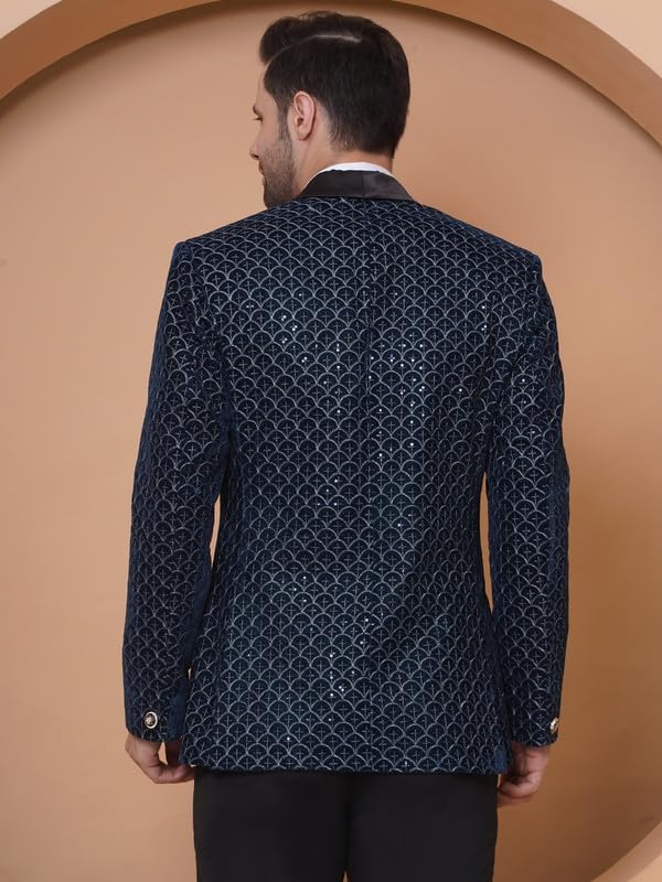 Image of FAVOROSKI Wedding Sequence Blazer Suit for Men | Embroidered Velvet Blazer | Relaxed Fit Blazer for Men Wedding Party | Ethnic Wear Blazer for Men | Blazer Suit for Men | Festive Blazers for Men