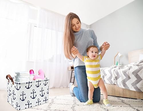 Miniatura 6 de HIYAGON- Caja rectangular de almacenamiento, canasta para bebés, niños y mascotas, de tela, plegable, para organizar juguetes, canasta de cuarto de