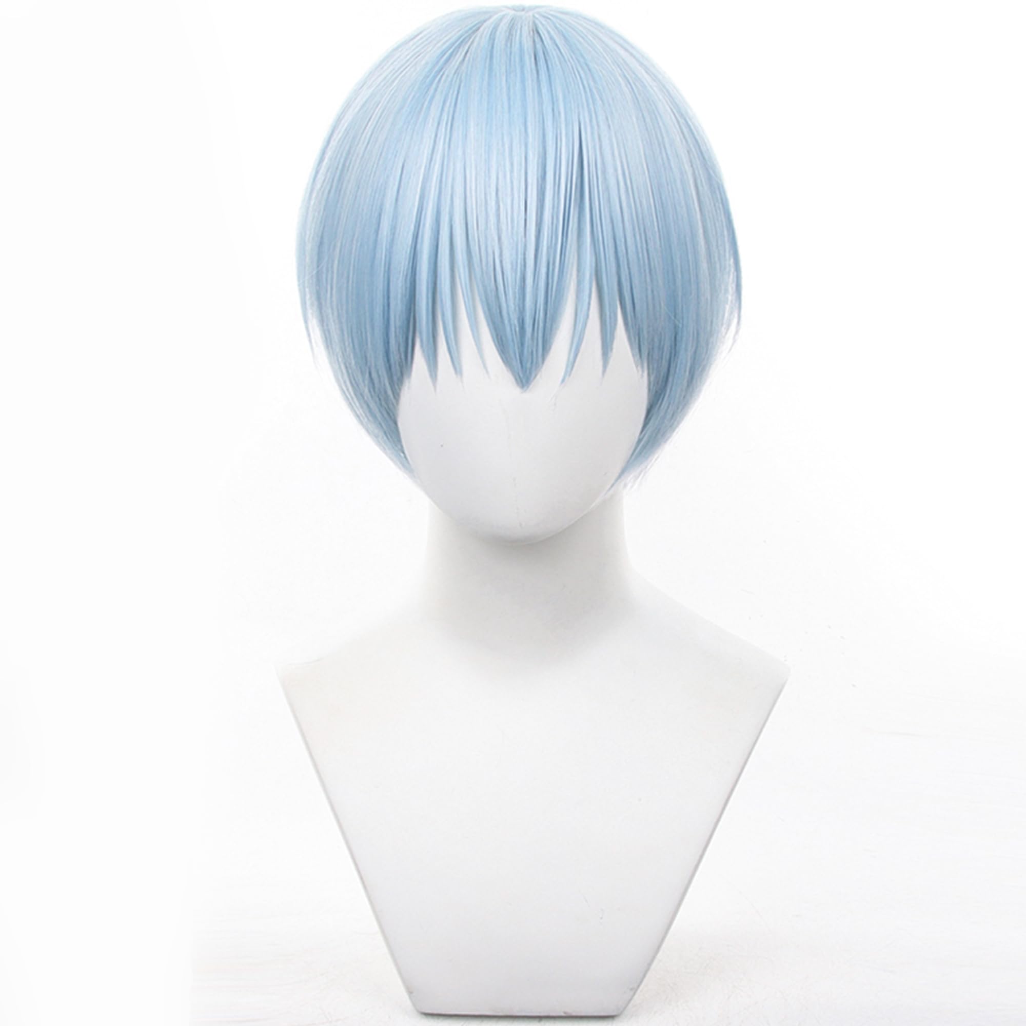 Ice Blue Cosplay Wig Bob With Bangs Short Straight Heat Resistant Synthetic Hair for Adult Women Man Halloween Cos Anime Party Replacement Wigs - Image 2