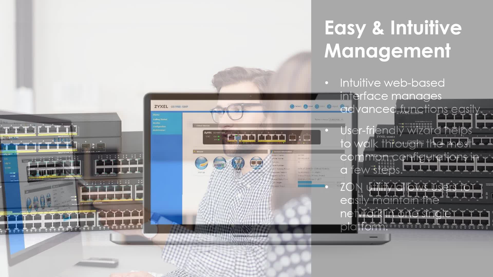 ZyXEL 8-Port Gigabit Switch/Smart Managed/Desktop,Wallmount and
