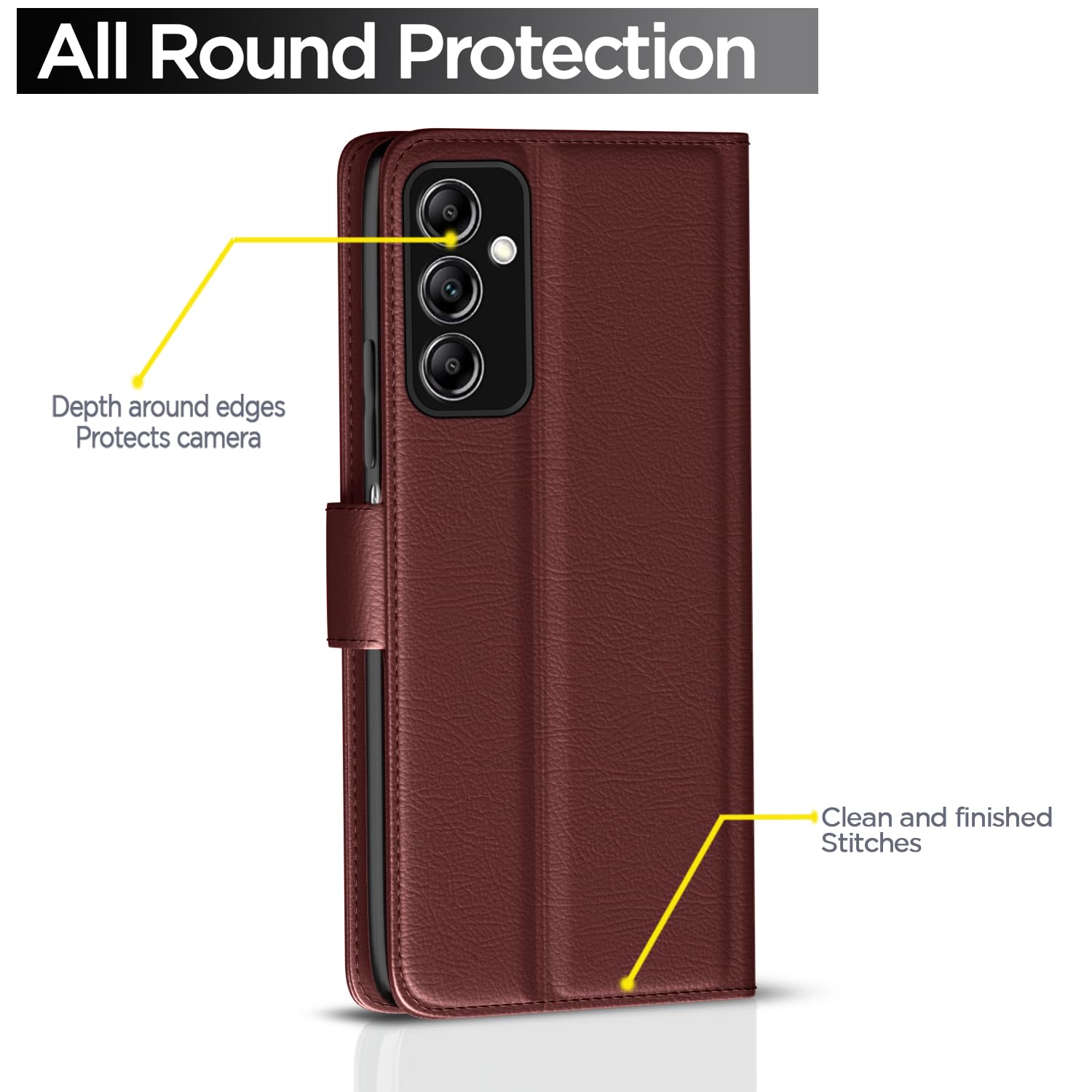 Samsung Galaxy A14 Flip Cover - Leather Wallet Stand -4 Samsung Galaxy A14 Flip Cover - Leather Wallet Stand -4