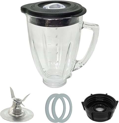 Piezas de repuesto para tarros de vidrio licuadora de 6 tazas con hoja para Oster Osterizer, no es compatible con modelos Pro Master o Versa