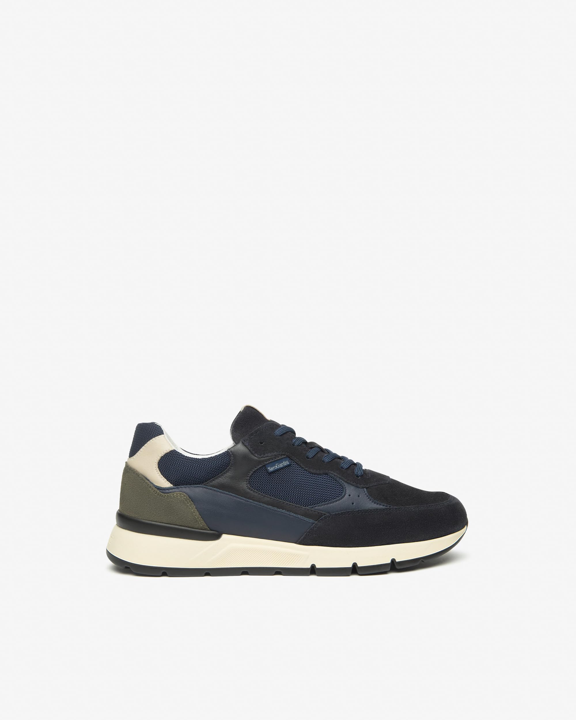Nero Giardini I500871U Sneakers Uomo in Camoscio, Pelle E Tela