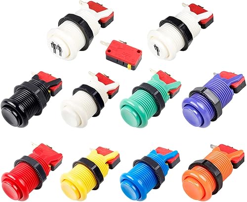 Miniatura 4 de EG STARTS Juego de arcade para 2 jugadores, kits de bricolaje, elipse ovalada tipo Happ Joystick Hanlde + 18 botones de estilo americano Arcade para