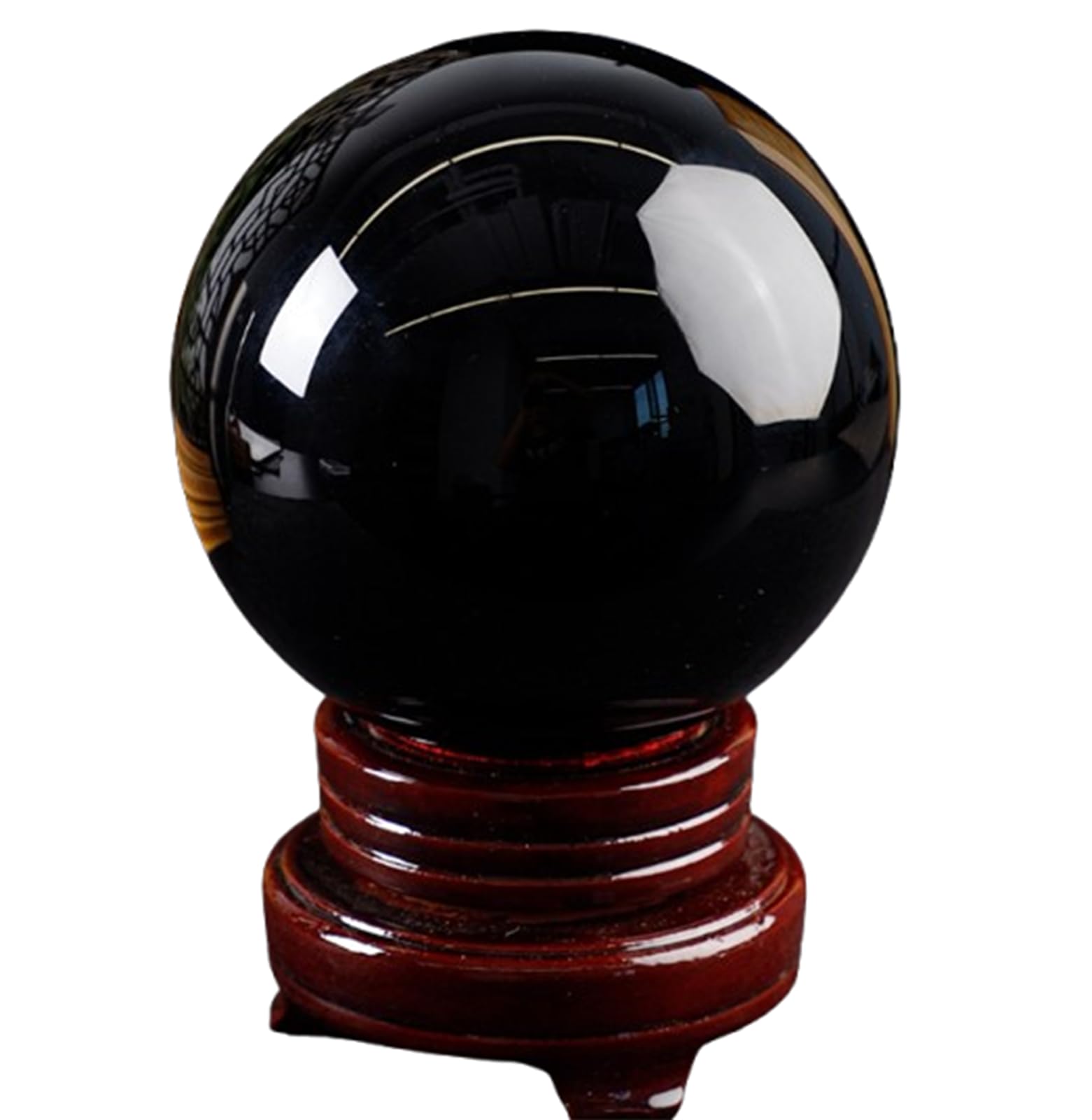 AUOQKQUT Crystal Sphere,Real Obsidian Ball with Stand, Gemstone for Balancing Home and Office Decoration,6cm/2.4in
