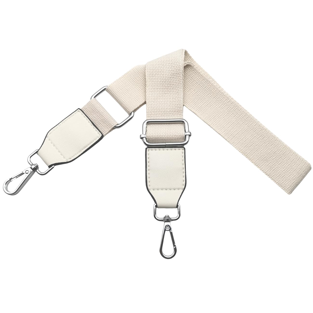 Omxyinma Bag Straps Replacement Handbag Strap Crossbody Shoulder Straps with Leather for Bags Wide 3.8 cm with Silver Hardware Buckle, for Women，Beige, Q2-14