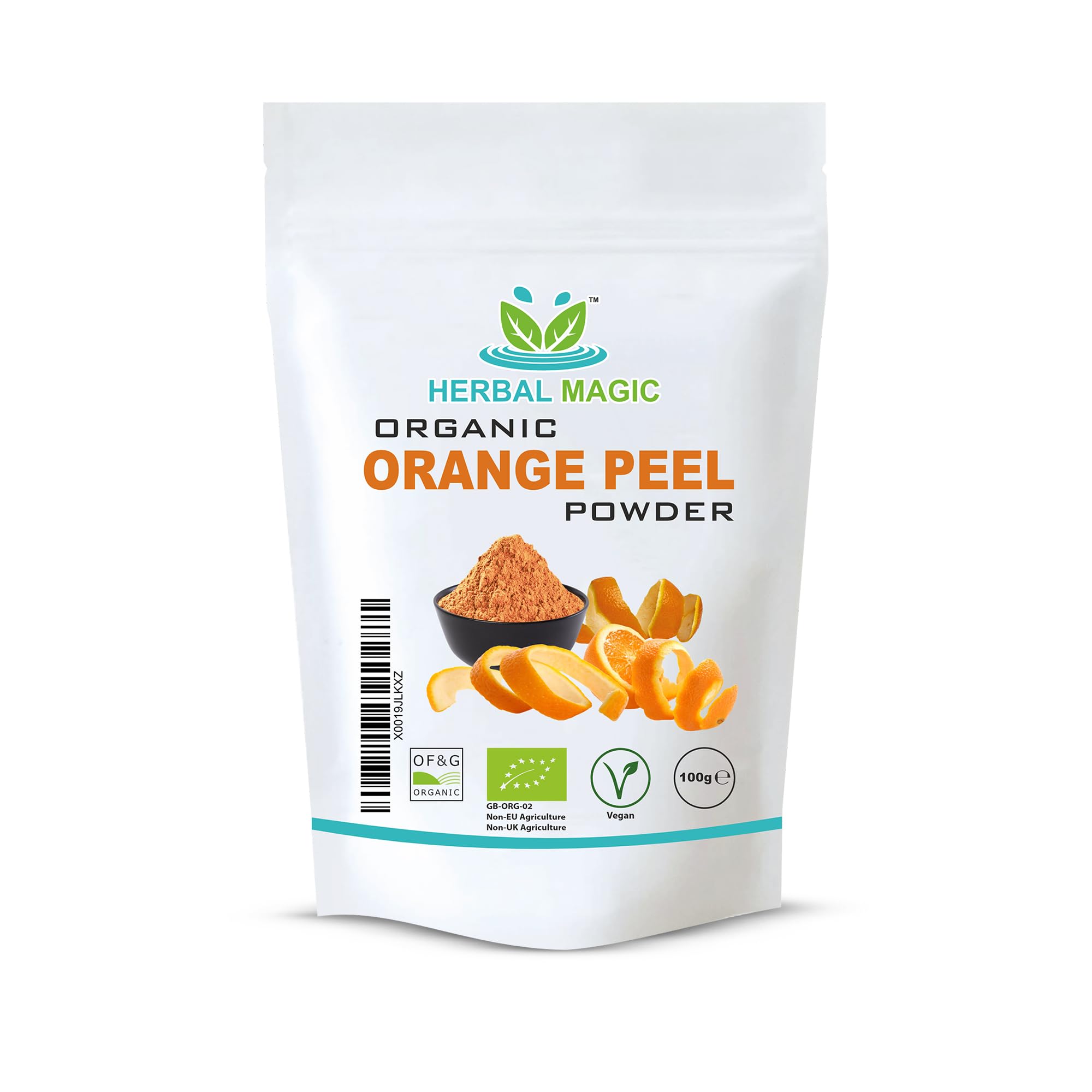 Herbal Magic's Pure and Organic Orange Peel Powder - Natural Hair Skin Face Mask - Free from Fillers & Preservatives - Premium Quality-100g