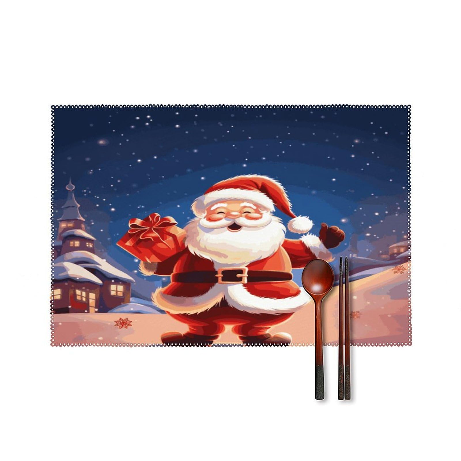 Sets de table de Noël lavables pour éviter les taches de repas et protéger du chaud x6