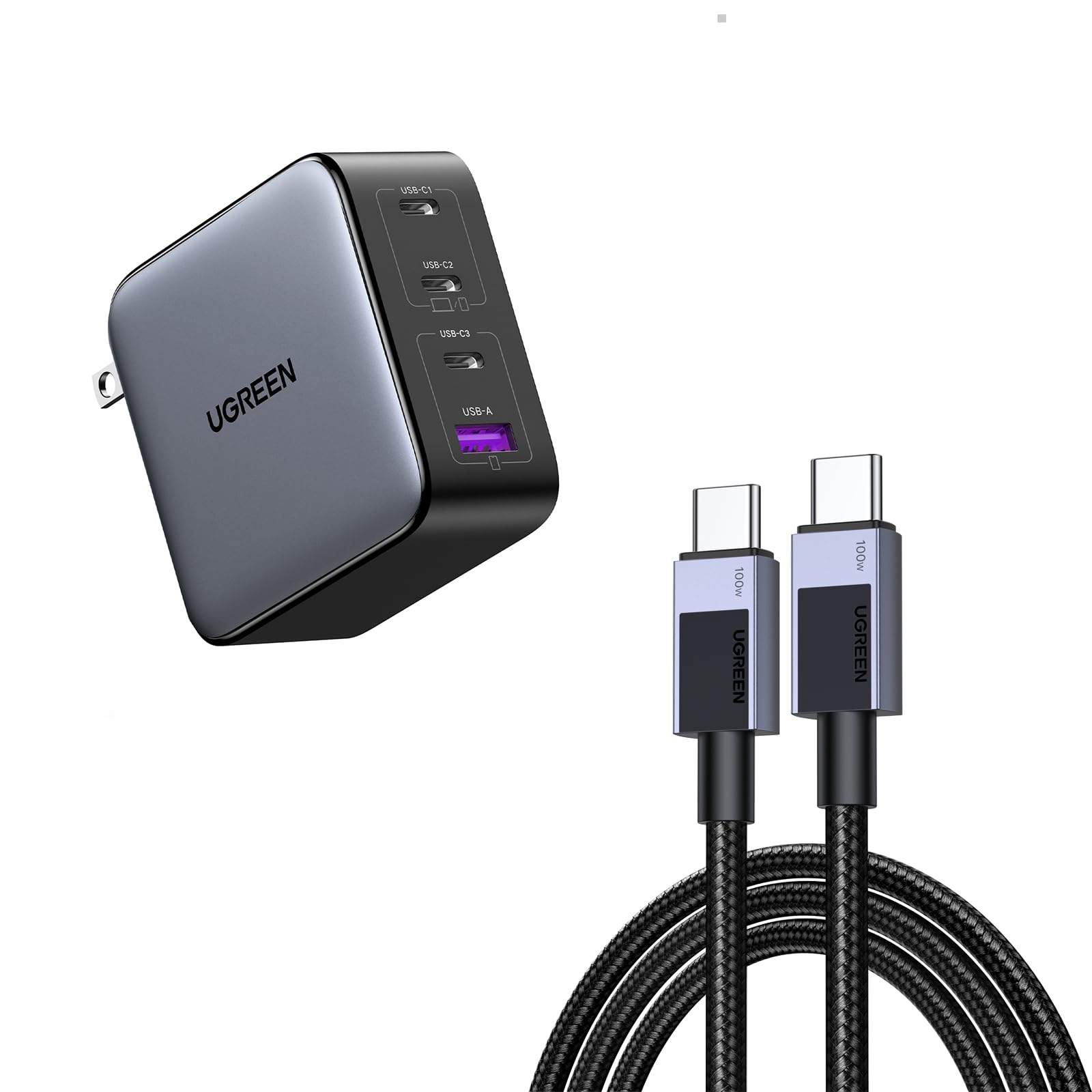 UGREEN 100W USB C Charger Bundle with USB C Cable Fast Charging Compatible with iPhone 15 15 Pro