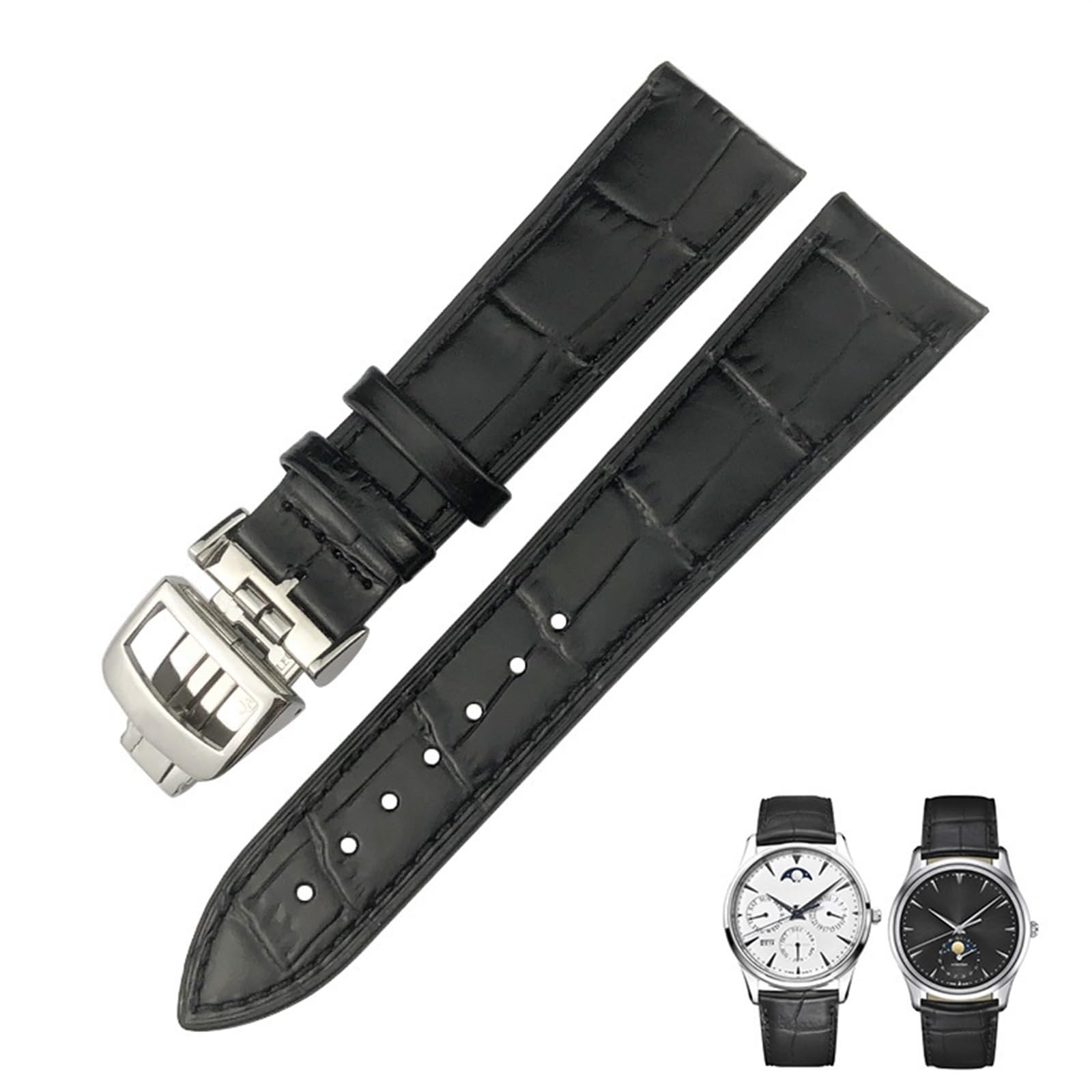 Bracelet de montre en cuir véritable noir marron bleu 20mm 21mm 22mm - 7
