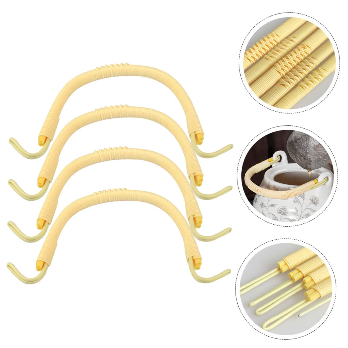 4 Asas Reemplazables para Tetera Doméstica, Mango Ergonómico de Plástico y Hierro, Accesorios Duraderos para Prolongar Vida Útil de Tetera