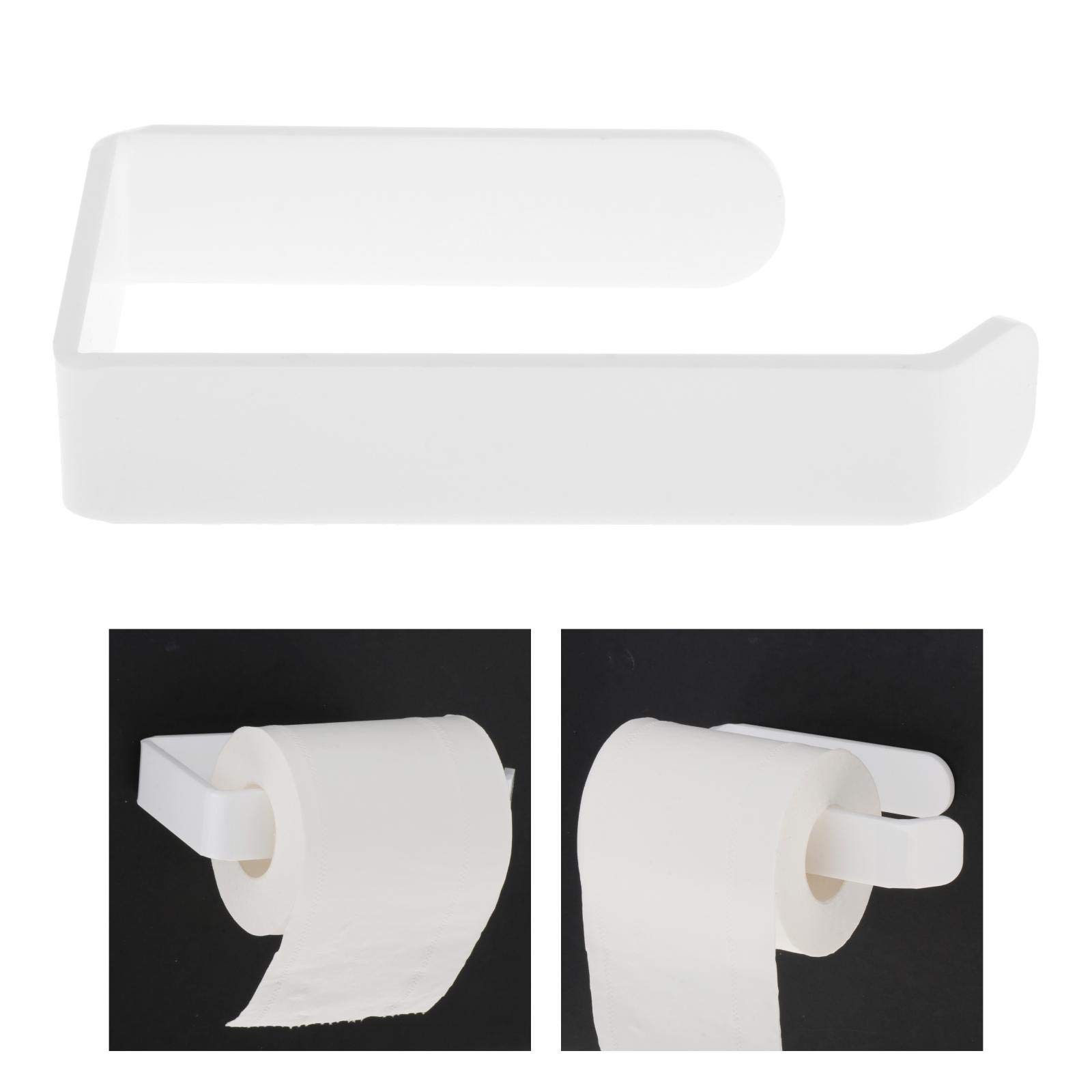Portarrollos de papel higiénico acrílico adhesivo blanco para azulejos de baño y cocina, fácil de instalar sin taladrar