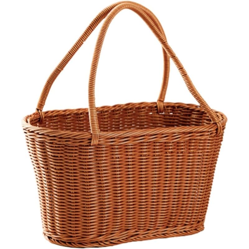 Tubayia Cesta tejida a mano, cesta de almacenamiento, impermeable, organizador multiusos, cesta de la compra para verduras, frutas, aperitivos, pan, cocina (30 x 15 x 17 cm)