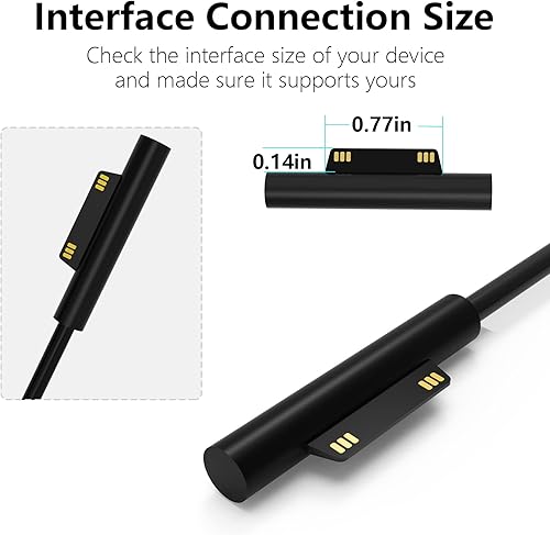 Miniatura 2 de Cargador Surface Pro de 65 W para Microsoft Surface Pro 9, 8, 7, 6, 5, 4, 3, Surface Pro X 1796 1769 1800 Cable de alimentación para portátil