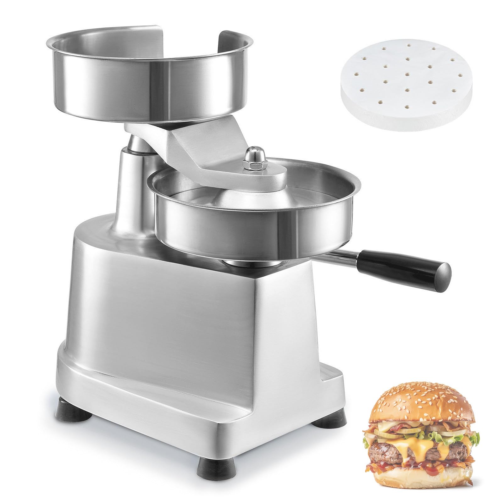 Komeryjna kotletownica do burgerów 3 w 1, wytrzymała prasa do burgerów ze stali nierdzewnej do kontaktu z żywnością, łatwa w czyszczeniu, forma 100 mm/130 mm/150 mm Model100