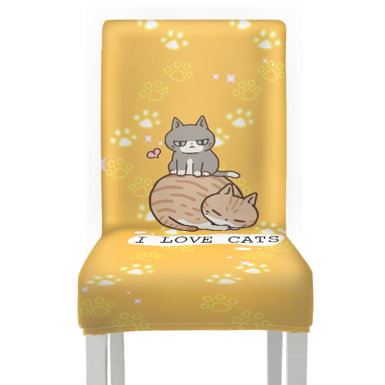 Coprisedie con Schienale 6 Pezzi Gatto Arancione Copri Sedia da Cucina | Durabile Copri Sedie Elasticizzati Spandex Lavabile Rimovibile Universale Coprisedie Soggiorno Ufficio Hotel Ristorante Décor