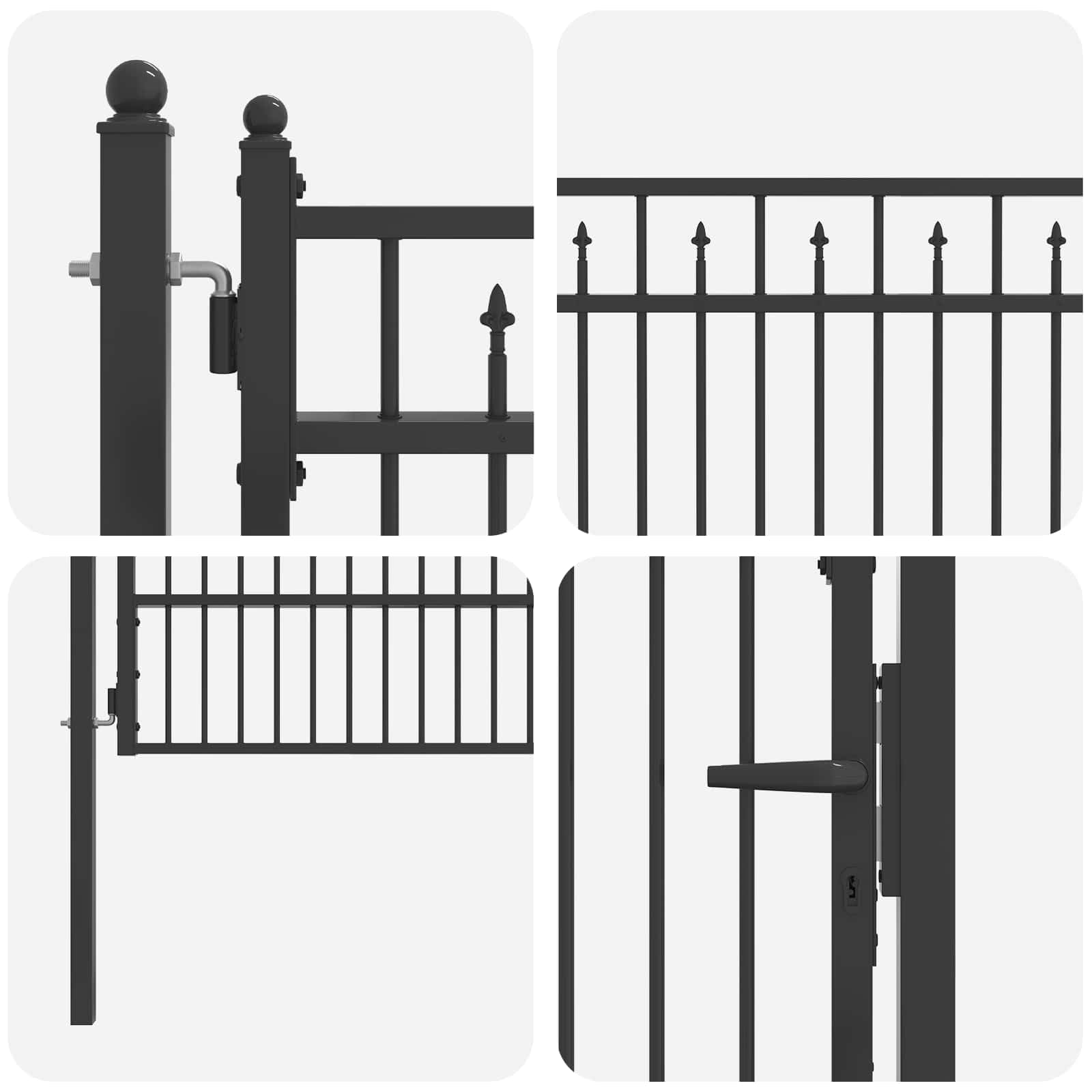 vidaXL Puerta de Cerca Horst 100 x 150 cm Metal Negro con Cerradura, Puerta Moderna, Seguridad en el Patio, solución de Entrada, cercado Exterior y Acceso a tu Propiedad