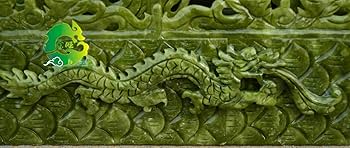 Amazon.co.jp: 中国天然グリーン翡翠石彫刻風水ドラゴン セーリング