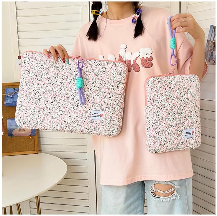 Miniatura 3 de Linda bolsa de transporte floral para laptop para niñas del centro de la ciudad, funda para computadora portátil preppy Y2K Estética japonesa