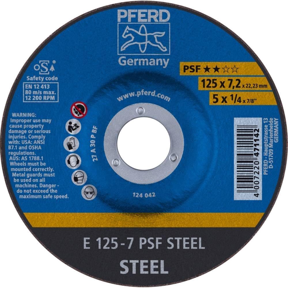 PFERD Schruppscheibe PSF STEEL, gekröpft, Form 27, Korund