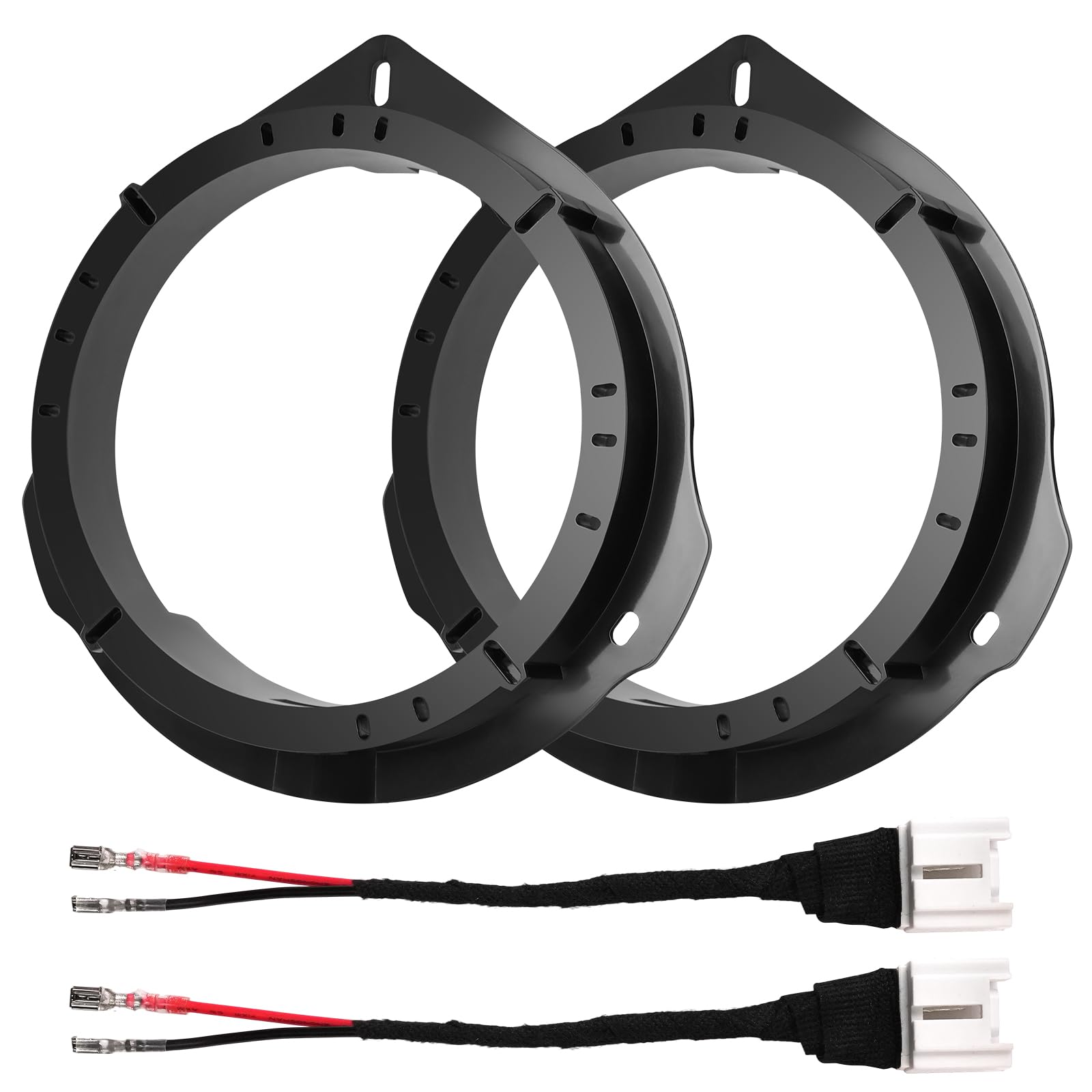 6.5 Car Speaker Upgrade Kit for Ford F-150/F-Series/Focus/Fusion/Transit/Edge 2007–2024, Front & Rear Door Speaker Adapter Bracket with Wiring Harness (6.5(Pair))