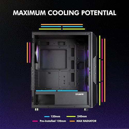Miniatura 6 de Zalman - i3 NEO - Carcasa ATX Mid-Tower PC - Panel lateral de vidrio templado - Panel frontal de malla - 4 ventiladores RGB estáticos de 4.724 in