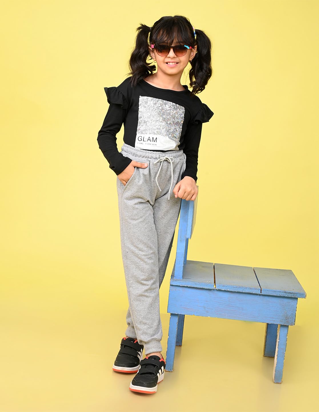 Nusyl Girl's Solid Grey Cotton Blend Lounge Wear Straight Fit Trackpants with Side Pockets | Girl's Ankle Length Regular Fit Winter Jogger Track Pants - Image 4 thumbnail