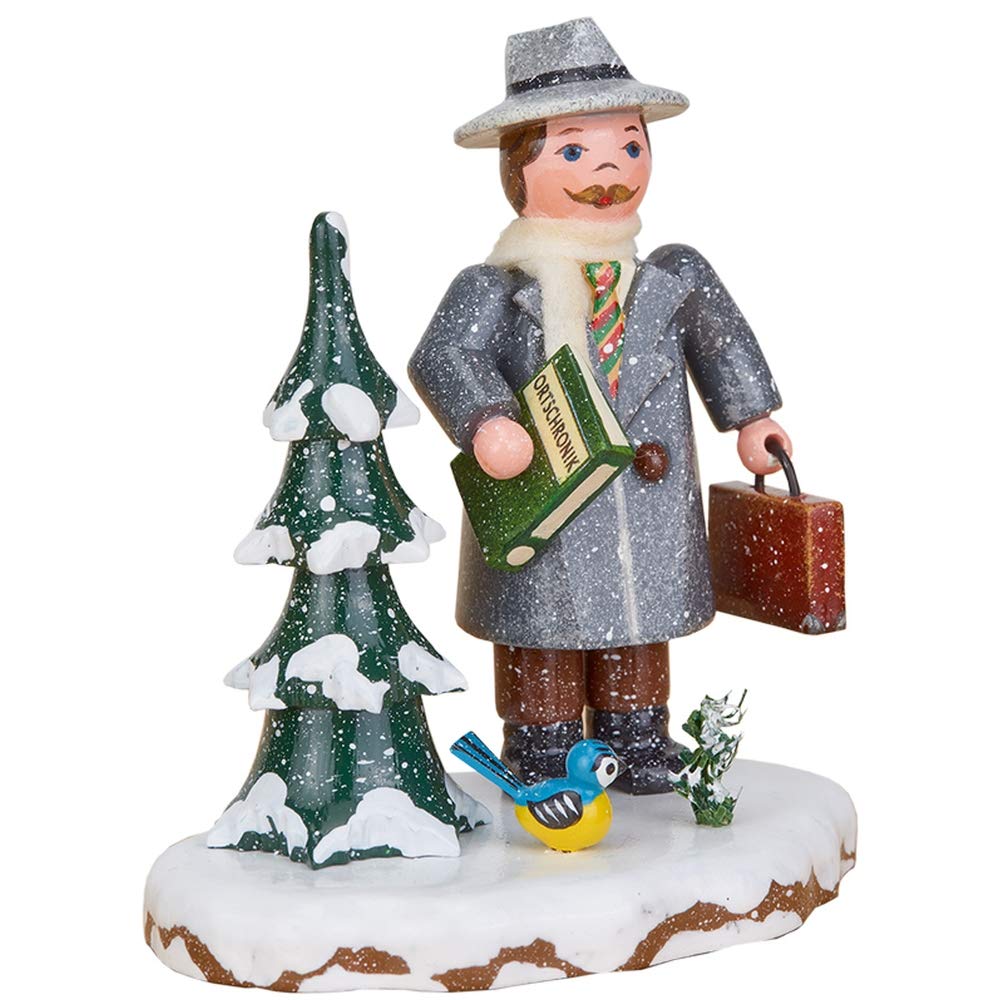 Statuette en bois Winter Mayor Hubrig Volkskunst de collection peinte à la main